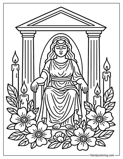 Pagan Goddess Temple Coloring Page