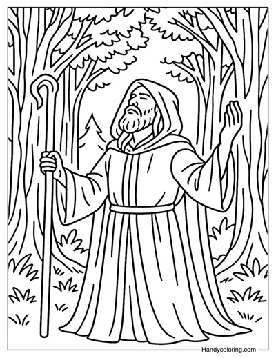 Pagan Priest Ritual Coloring Page