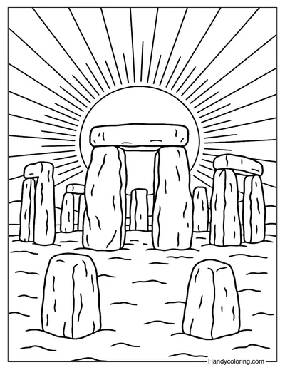Pagan Stone Circle Coloring Page