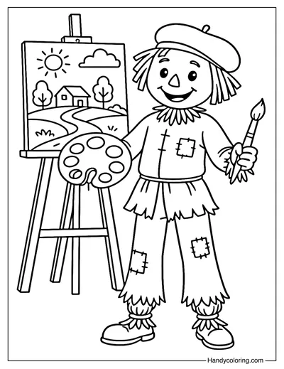 Painter Scarecrow Coloring Page