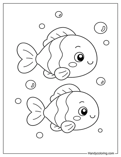Pair of Small Fish Swimming Together