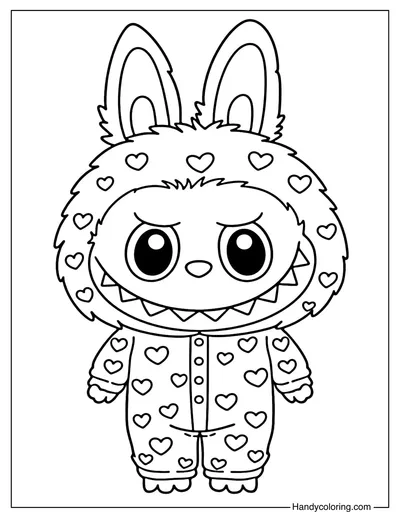 Pajama Labubu Coloring Page