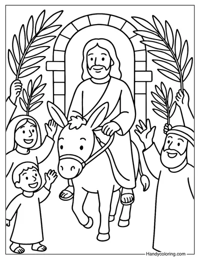 Palm Sunday Jesus Coloring Page