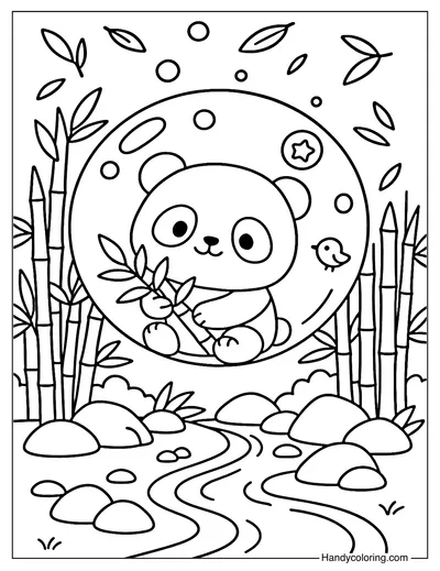 Panda Bubble Coloring Page