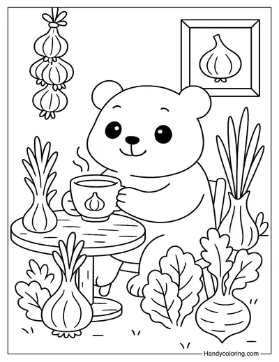Panda in a Quirky Cafe Coloring Page