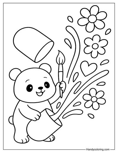 Panda Painter Capsule Coloring Page