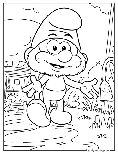 Papa Smurf from Smurfs Movie Coloring Page