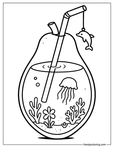 Papaya Sea World Coloring Page