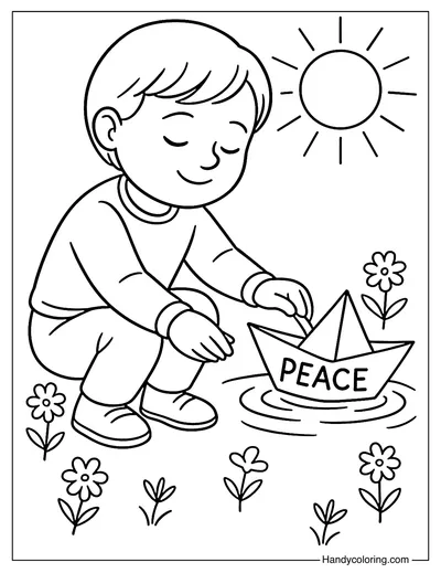 Paper Boat of Wishes Coloring Page