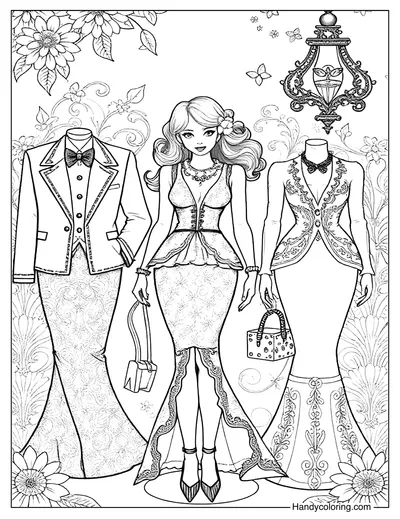 Paper Doll Dress Up Coloring Page