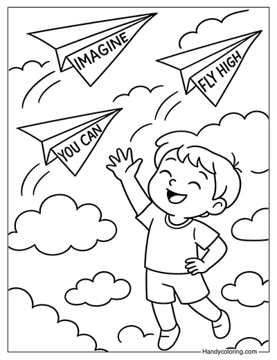 Paper Plane Dreams Coloring Page