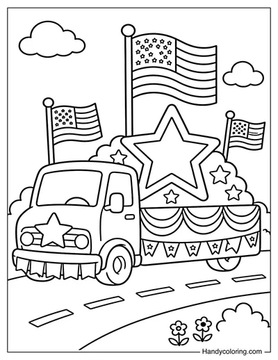 Parade Float with Stars and Flags