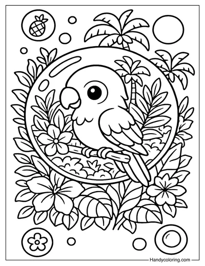 Parrot Bubble Coloring Page
