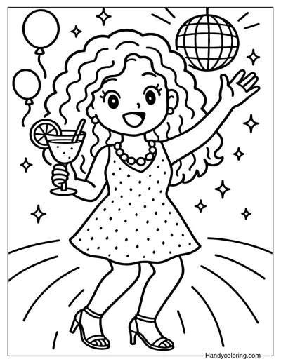 Party Girl Coloring Page