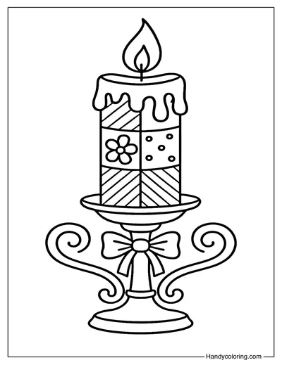 Patchwork Candle Halloween Coloring Page
