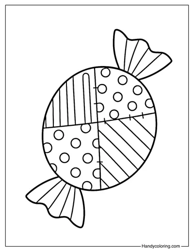 Patchwork Candy Halloween Coloring Page