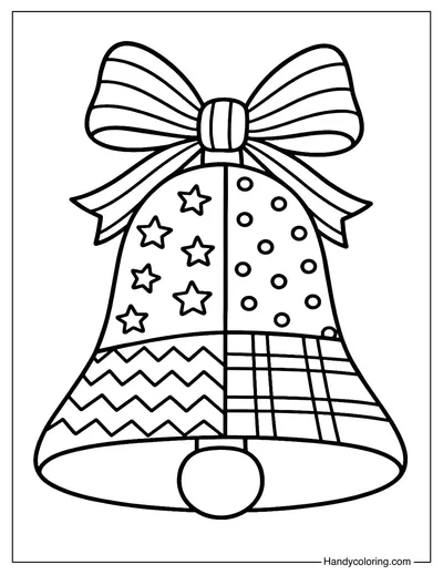 Patchwork Christmas Bell Coloring Page