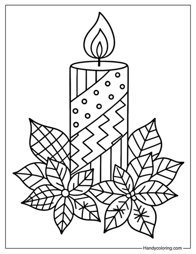 Patchwork Christmas Candle Coloring Page