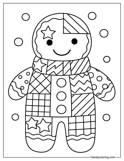 Patchwork Gingerbread Man Coloring Page