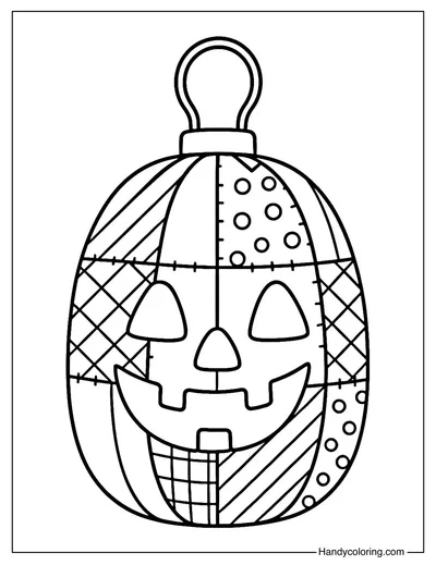 Patchwork Pumpkin Lantern Coloring Page