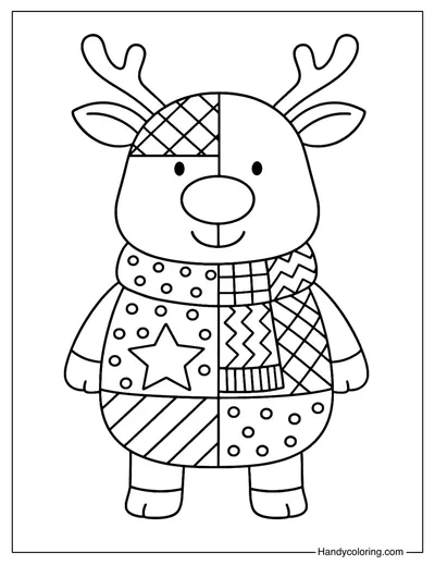 Patchwork Reindeer Coloring Page