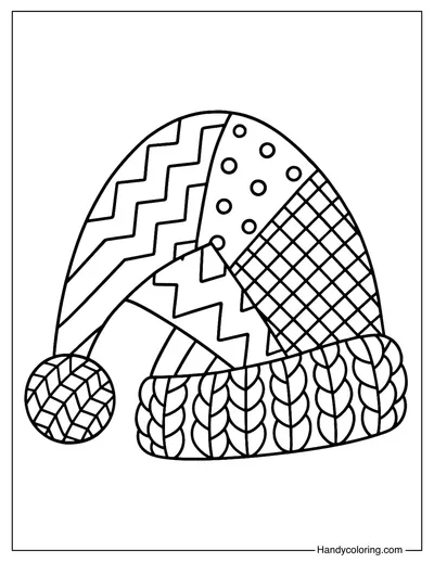 Patchwork Santa Hat Coloring Page