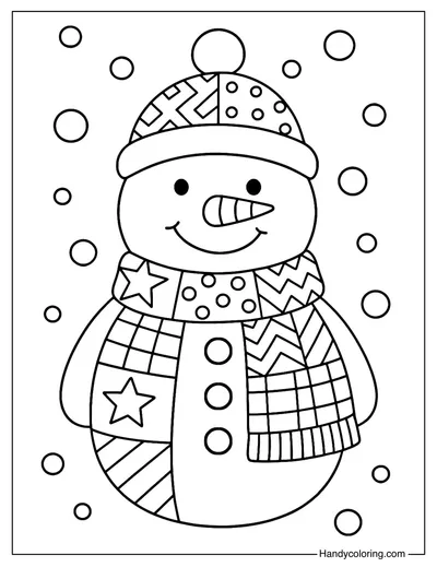 Patchwork Snowman Coloring Page