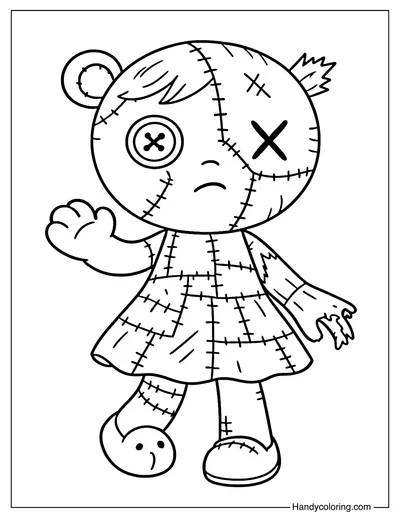 Patchy Stitched Up Doll Coloring Page