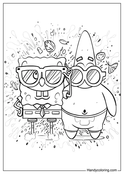Patrick and Spongebob Coloring Page