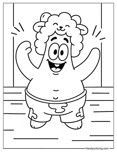Patrick Star in a Sheep Hat Coloring Page
