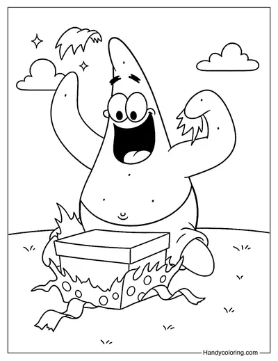 Patrick with Present Surprise Coloring Page