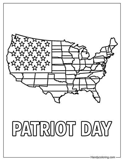 Patriot Day United States Map Coloring Page