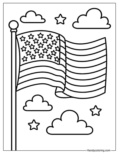 Patriotic American Flag Coloring Page