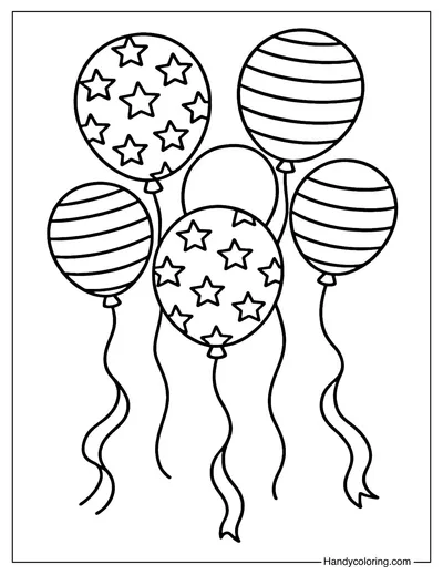 Patriotic Balloons Coloring Page