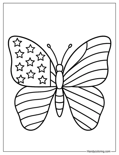 Patriotic Butterfly Coloring Page