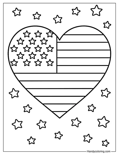 Patriotic Heart Coloring Page