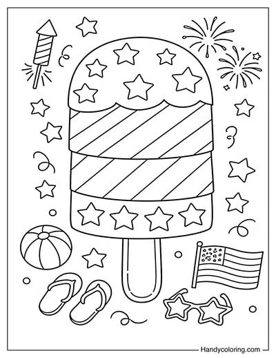 Patriotic Ice Cream with Stars and Stripes