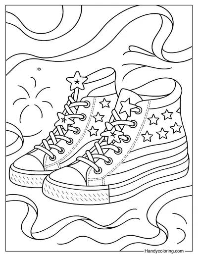 Patriotic Sneakers Coloring Page