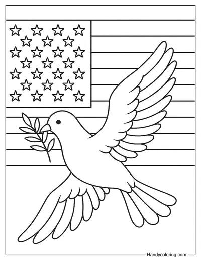 Peace Dove and Flag Coloring Page