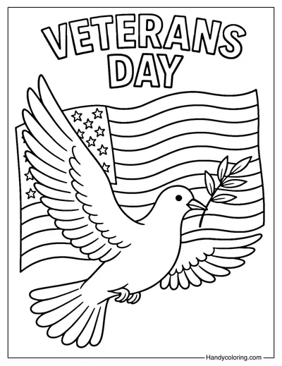 Peace Dove with Flag Coloring Page