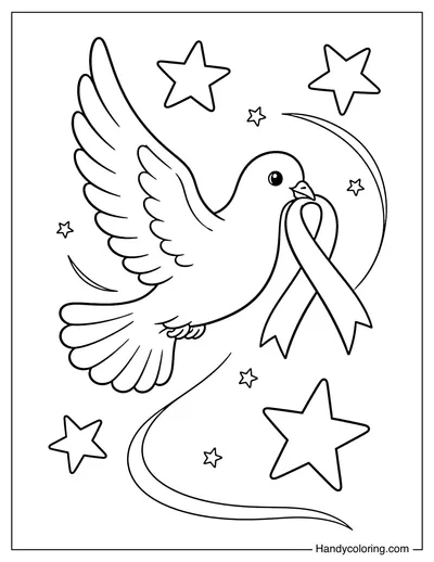 Peace Dove with Ribbon and Stars