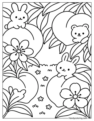 Peach Blossom Orchard Coloring Page