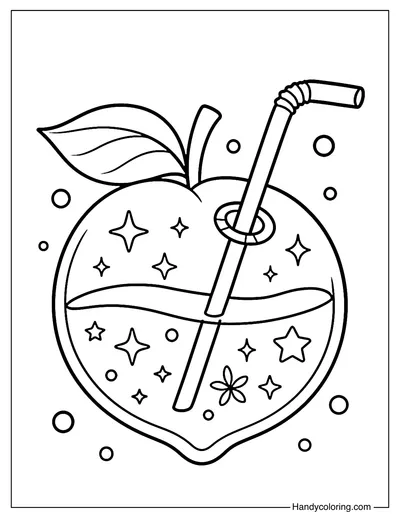 Peach Bubble Sip Coloring Page