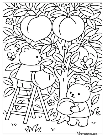 Peach Harvest Coloring Page