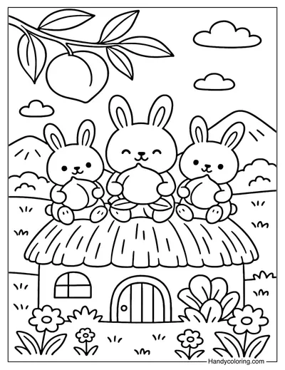 Peach Rabbits Coloring Page
