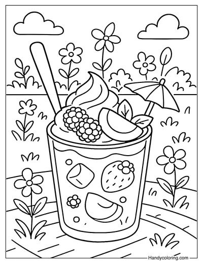 Peach Yogurt Smoothie Coloring Page