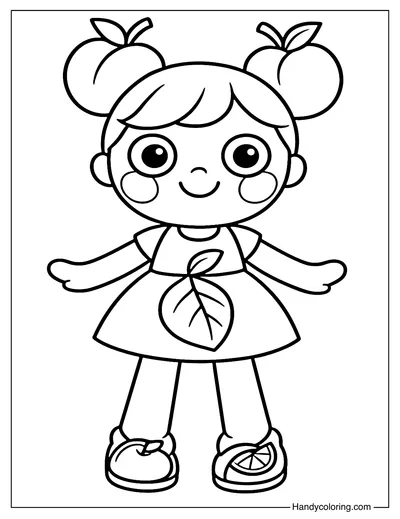 Peachy Pia Doll Coloring Page