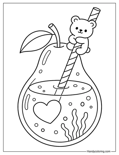 Pear Lovely Juice Coloring Page