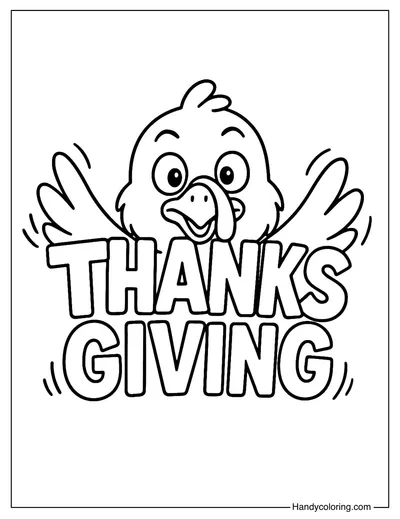 Peek-a-Boo Turkey Thanksgiving Coloring Page