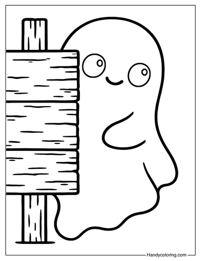 Peekaboo Ghost Coloring Page